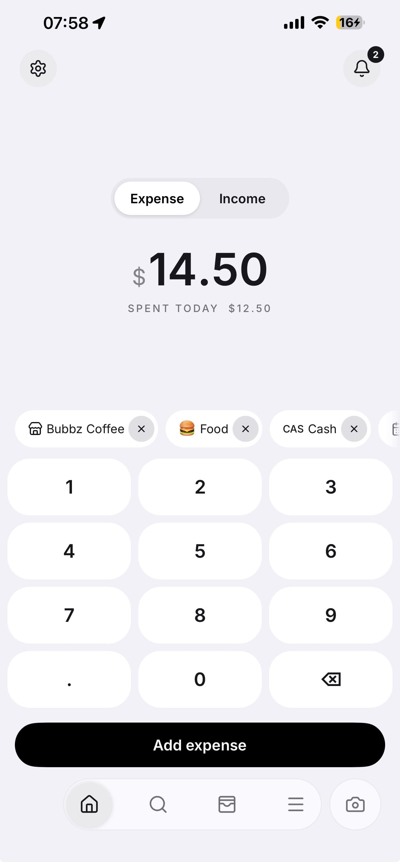 Tallyko app home screen
